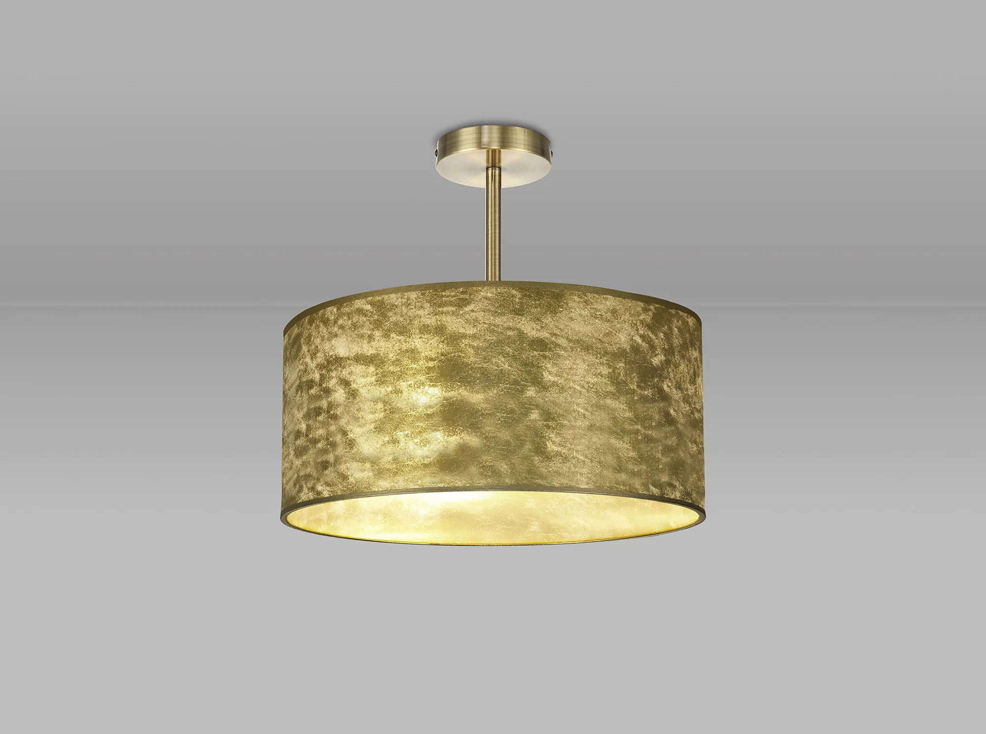 Baymont 40cm Semi Flush 1 Light Antique Brass, Gold Leaf DK0823  Deco Baymont